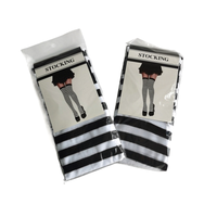Youlaiwin — chaussettes en Nylon pour femmes, chaussons personnalisés, pour fête, Cosplay, carnaval, rayures noires et blanches, à hauteur des cuisses
