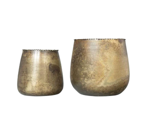 ENSEMBLE DE 2 jardinière taille et forme personnalisées Design élégant Design martelé or fini décor de jardin Pot de fleur au prix de gros - Product Image 5