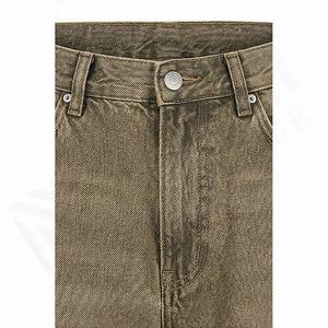 Jeans pour hommes personnalisés, hiver, uni, coupe droite, ample, jambe large, streetwear, denim vintage délavé, couleur personnalisée, qualité supérieure - Product Image 4