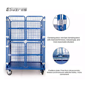 Mudah merakit bubuk dilapisi logam portabel penyimpanan industri peralatan logistik gudang roll kandang troli - Product Image 2