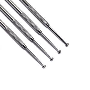 Ensemble de 4 instruments dentaires manuels : ébavureurs à bille 27/29, instruments de remplissage ovoides pour amalgame et composite, et élévateurs chirurgicaux - Product Image 3