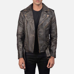 <b>Top</b> Design Men's Winter Jacket with Stand Collar Full Sleeve 100% <b>High</b> Quality <b>Leather</b> Customizable Reasonable Price - Product Image 1