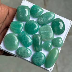 Cabochons rares en amazonite verte authentique, pierre naturelle de guérison, sélectionnés pour la fabrication de bijoux fins, élégance classique intemporelle - Product Image 3