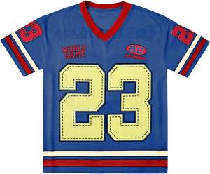 เสื้อฟุตบอลย้อนยุคอเมริกันเสื้อเจอร์ซีย์ตาข่ายระบายอากาศพิมพ์ลายทั้งตัวออกแบบได้ตามต้องการ - Product Image 1