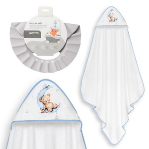 Toalla de Baño para Bebé Jirafa-Bicicleta+Hat Mod 1X1 MT con Azul - Artículos de Baño para Recién Nacidos - Product Image 1