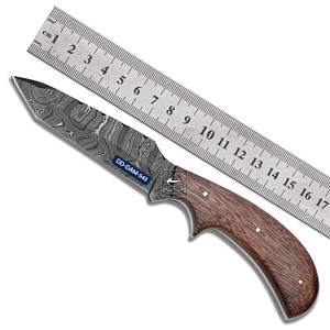 มีดล่าสัตว์ทำด้วยมือคุณภาพสูงด้ามไม้มะฮอกกานีดามัสกัสปลอกหนังสลักลายนูน DD-DAM-541 - Product Image 3