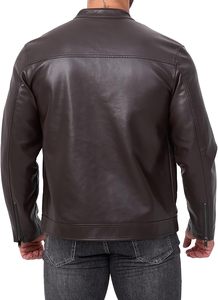 Veste motard de luxe OEM pour hommes, emblématique en peau de mouton aniline noire, doublure tissée en cuir véritable avec poches zippées, nouvelle veste en cuir véritable - Product Image 3