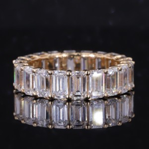 925 Silver IGI Certified Luxury Wedding <b>Band</b> Stylish Double Halo Engagement <b>Ring</b> VVS Emerald Cut Moissanite Diamond Party <b>Ring</b> - Product Image 3