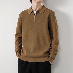 Polo informal holgado Vintage de moda 2024, sudadera de manga larga para hombre, venta al por mayor, suéter de cuello de Polo de manga larga para hombre - Product Image 5