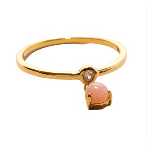 แหวนเงินแท้ S925 ชุบทอง 14K ประดับโอปอลสีชมพูและเพชร CZ ดีไซน์เรียบง่าย ปรับขนาดได้ รับผลิตตามแบบ OEM ODM สำหรับผู้หญิง ของขวัญ ขายปลีก - Product Image 1