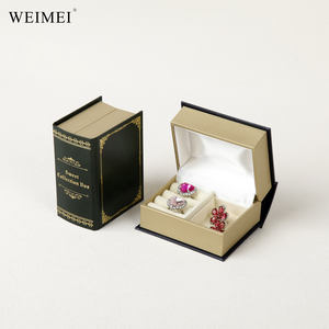 WEIMEI <b>Vintage</b> Book Style Paper Book Style Jewelry <b>Mini</b> Storage Box Travel Friendly Jewellery Organizer Box for Ring Earring - Product Image 1