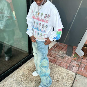 เสื้อยืดแขนยาวสั่งทำพิเศษสำหรับผู้ชาย พิมพ์ลายคุณภาพสูง คอกลม สไตล์ลำลอง พิมพ์ลายตัวอักษร รับผลิตแบบ OEM เสื้อยืดโอเวอร์ไซส์สำหรับผู้ชาย - Product Image 4