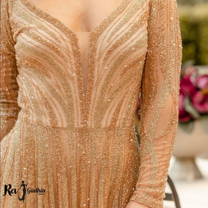 Rajgadhia เสื้อกาวน์แขนกุดติดลูกปัดสำหรับงานเลี้ยงดีไซน์สวยหรู,เสื้อคลุมหลากสี - Product Image 4
