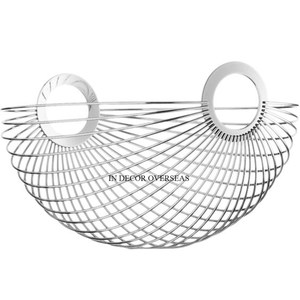 Alta demanda, chapado en oro, alambre de Metal de primera calidad, aspecto llamativo, cesta de almacenamiento de frutas y pan de diseñador de la India - Product Image 3