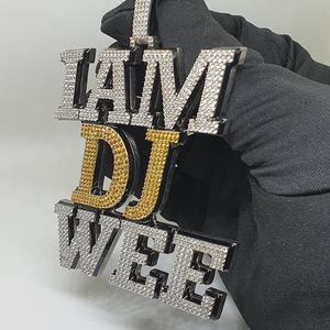 Custom Princess Cut VVS Real Moissanite Hiphop colgante chapado en oro IGI certificado - Product Image 2