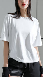 เสื้อยืดออกกำลังกายผู้หญิงทรงหลวม เสื้อยืดฟิตเนสแขนสั้น เสื้อยืดเทรนเนอร์สำหรับผู้หญิง - Product Image 3