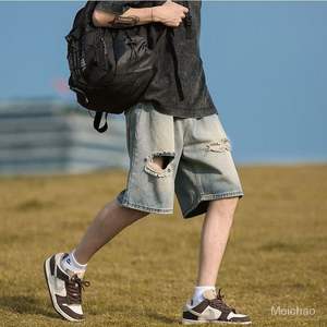 Shorts Vaqueros Vintage para Hombre, 100% Algodón, Transpirables, Ecológicos, Lavados, Estilo Otoño Invierno, Tendencia 2025 - Product Image 5