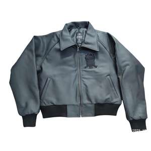 This is a <b>black</b> Avirex Icon leather bomber <b>jacket</b> - Product Image 1