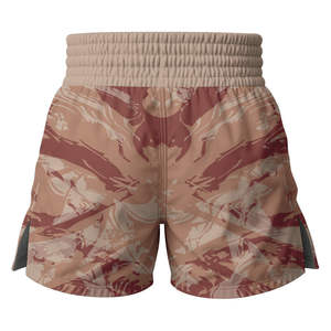 Short de MMA brodé personnalisable pour homme Tissu peigné extensible Grappling Kickboxing Fightwear Ruffles High Waist - Product Image 2