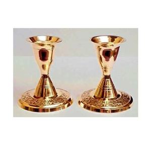 Golden Brass <b>Candle</b> Stand With Chapta Embossed <b>Set</b> of 2 Wedding <b>Gift</b> Modernism Brass <b>Candle</b> Holder for <b>Gift</b> & Home Decoration - Product Image 1