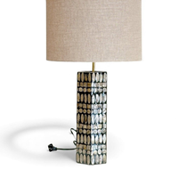 Lampe de table artisanale électrique en nacre, incrustation de coquillages faite à la main, LED à intensité variable, lumière blanc chaud, base en bambou, pour usage domestique de luxe