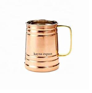Jarra de cerveza de cobre artesanal estándar de la mejor calidad superior, tarros de acero de estilo de diseño moderno con mango de cobre, tazas para bebidas y alimentos - Product Image 3