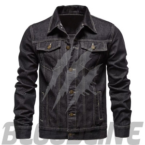 Women's Denim <b>Trucker</b> <b>Jacket</b> Full Sleeve Solid Black Button Collar Button Closure Washed Cotton Winter Coat Breathable - Product Image 3