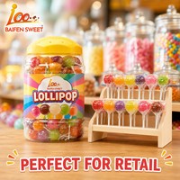 Sucettes rondes dures en gros, saveurs de fruits assorties, forme boule brillante, emballage en vrac en pot, approvisionnement direct usine
