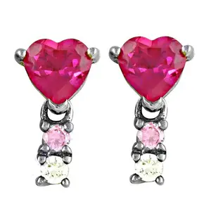 Boucles d'oreilles pendantes en argent pour femmes, style goutte, avec rubis taille cœur, tendance - Product Image 2