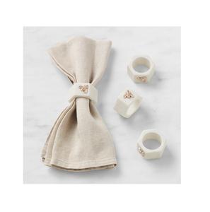 Porte-anneau de serviette en marbre blanc naturel, forme hexagonale, décoration de table de maison, anneaux de serviette fabriqués en inde - Product Image 1