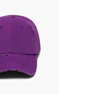 หมวกเบสบอลผ้าฝ้าย100% หมวกแบบย้อนยุคสีดำล้วนปรับได้หมวกแก๊ป - Product Image 5