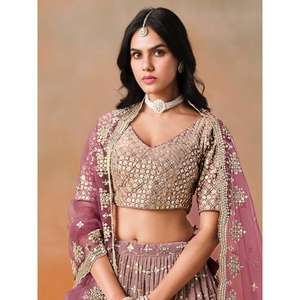 Best Quality Women Bridal Lehenga Choli Heavy Embroidery Natural Waistline <b>Floor</b>-<b>Length</b> A-Line for Wedding Reception Bulk Export - Product Image 4