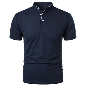 T-shirts d'été à manches courtes pour hommes Nouveau polo décontracté de couleur unie Trendy Breathable Loose Basic Top - Product Image 1
