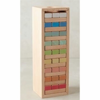 Jeu de construction de tours en blocs de bois personnalisés - Petit jeu de table en bois coloré pour 2 joueurs, fait à la main, luxe, divertissement familial