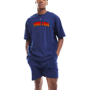 2025 New Arrived Summer Wear Premium Quality Loose Fit Short Sleeved T-shirt Shorts <b>Set</b> Two-piece Breathable Gym Wear <b>Twin</b> <b>Set</b> - Product Image 4