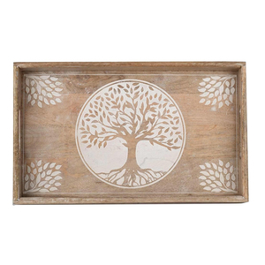 Ensemble de 2 plateaux de service en bois de manguier massif sculpté à la main pour les hôtels, les restaurants et les cantines au prix d'usine. - Product Image 5