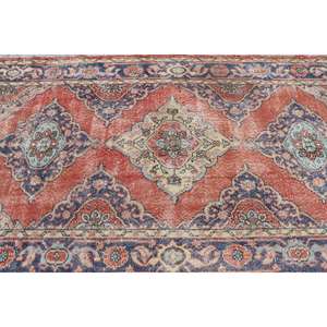 Tapis turc de 4,7 x 12,6 pieds, tapis vintage, tapis à carreaux rouges - Product Image 5