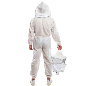 Traje de apicultura de doble velo, malla ventilada de 3 capas, velo de esgrima y velo redondo, puños elásticos, bolsillos múltiples - Product Image 6