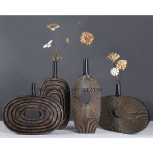 Jarrones de Flores de Aluminio de Color Negro con Nuevo Diseño, Clásicos, en Diferentes Tamaños, para Decoración de Mesa - Product Image 5