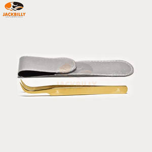 Pince à cils en acier inoxydable de qualité supérieure de couleur or Emballage personnalisé Meilleurs services OEM pour les extensions de cils - Product Image 1