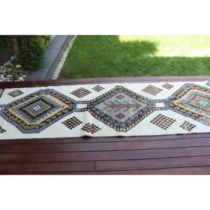 Tapis vintage, tapis de couloir 2,7x10 pieds, tapis Herki blanc camouflage - Product Image 3