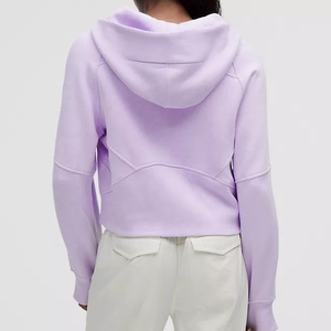 Haute qualité surdimensionné coton mince personnalisé sweat chemise bouffée impression Logo décontracté français éponge femmes sweats à capuche hiver automne - Product Image 4