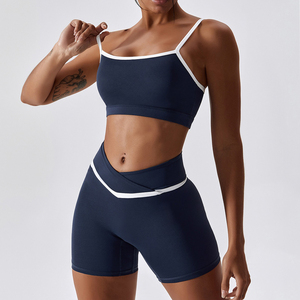 Logotipo personalizado Mujeres Entrenamiento Active Wear Yoga Gym Set Fitness Ropa Biker Dos piezas Shorts Set - Product Image 2