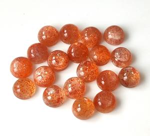 Cabochon de pierre de soleil orange naturelle de qualité supérieure 4mm-8mm pierres précieuses en vrac à dos plat pour la fabrication de bijoux - Product Image 1