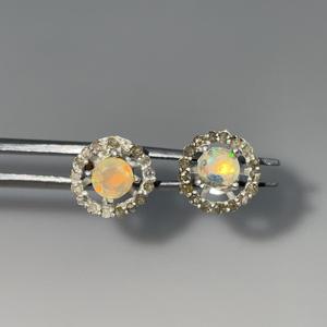 Ethiopian Natural <b>Opal</b> Diamond <b>Earrings</b> Stainless Steel Gold Plated Faceted Gemstone Jewelry for Children - Product Image 2