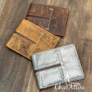 Cartera plegable corta de cuero desgastado de grano completo de diseñador para hombre, monedero de cuero de vaca a la moda informal de alta calidad - Product Image 1