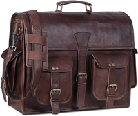 Porte-documents en cuir de chèvre véritable de style vintage chic sac de voyage à la mode avec logo pour ordinateur et ordinateur portable