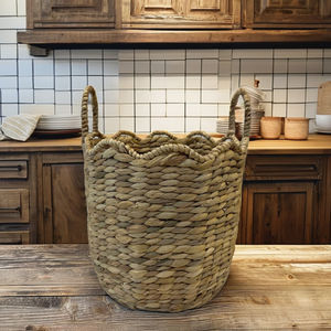 Panier rond en jacinthe d'eau de luxe écologique - Rangement polyvalent - Product Image 5