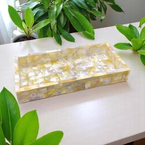 Bandeja decorativa de piedra pulida de 12 \ "Diseño de mármol de trabajo aleatorio - Product Image 1