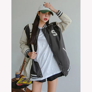 2026 Custom Letterman Varsity Wool <b>Jacket</b> for Women Plus Size Long Baseball <b>Jacket</b> with Embroidered Letters - Product Image 6